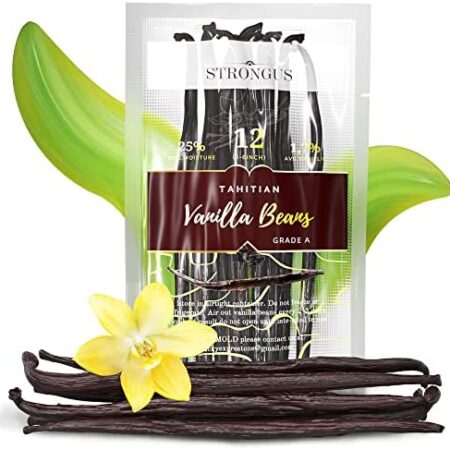 12 Tahitian Vanilla Beans Grade A Pods for Baking, Extract, Brewing, Homemade Extract, Coffee, Cooking (12 Vanilla Beans)
