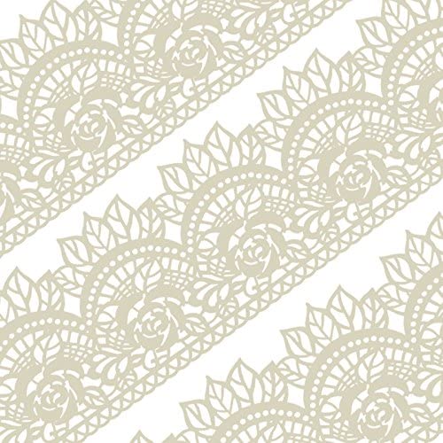 Funshowcase Large Pre-Made Ready to Use Edible Cake Lace Rose Scallop Ivory White 14-inch 10-Piece Set