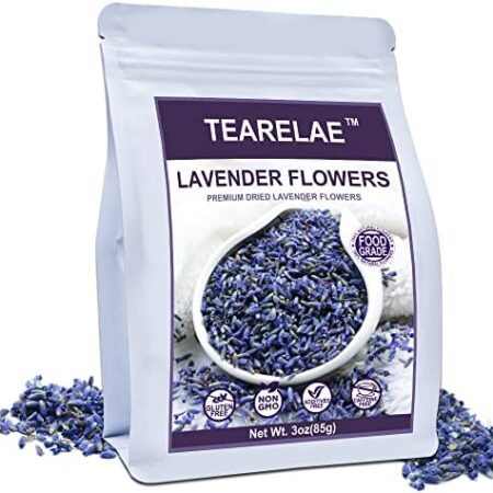 TEARELAE - Premium Dried Lavender Flowers - 5A Top Grade - 100% Natural Edible Flowers Culinary Dried Lavender Buds - for Baking, Tea, Soap, Bath Bombing, Candle and Sachets - 3oz/85g