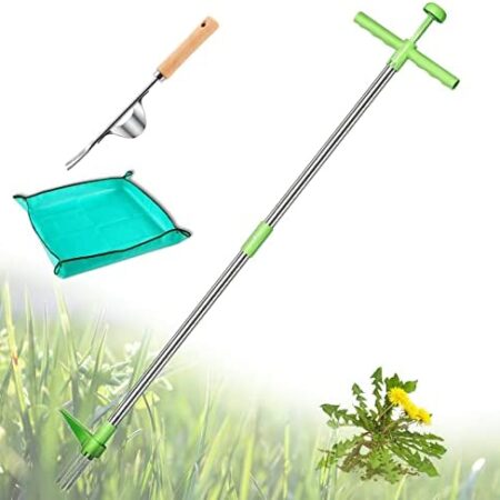 Stand Up Weeder and Weed Puller - Stand up Manual Weeder Hand Tool with 3 Claws - Stainless Steel and High Strength Foot Pedal - Weed Puller - Easily Remove Weeds Without Bending Pulling or Kneeling