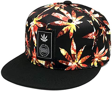 LOCOMO Men Women Baseball Cap Marijuana Pot Leaf Weed Cannabis Embroidered Hat Trucker Hat Snapback Brim