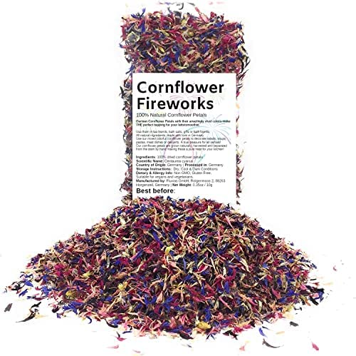 Mesmerizing Cornflower Fireworks Petals - 100% Natural, dried, grown in Germany - Natural Naturalally Grown Herbal Flowers for For Homemade Lattes, Tea Blends, Bath Salts, Gifts, Crafts